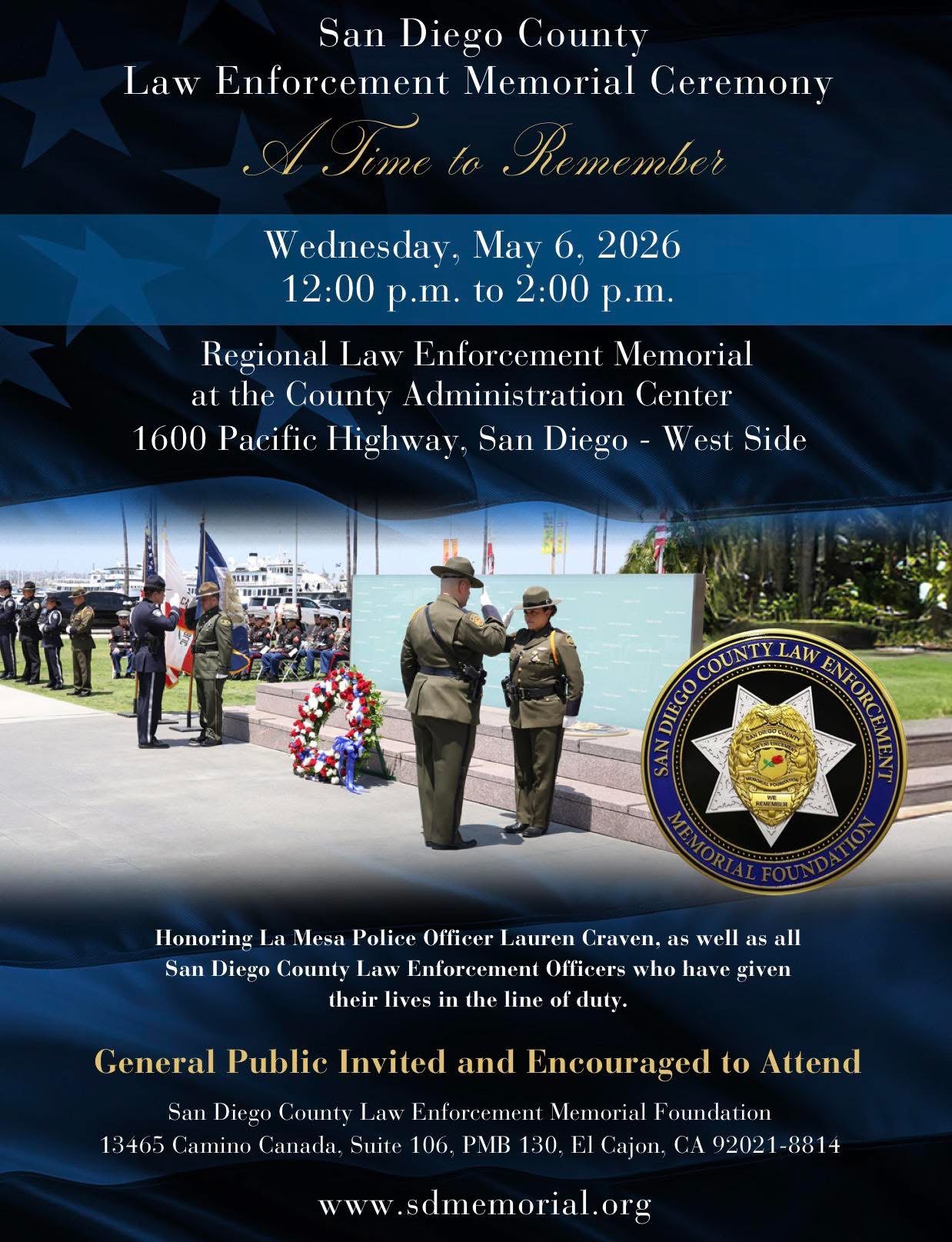 FREE Event: San Diego County Law Enforcement Memorial Ceremony