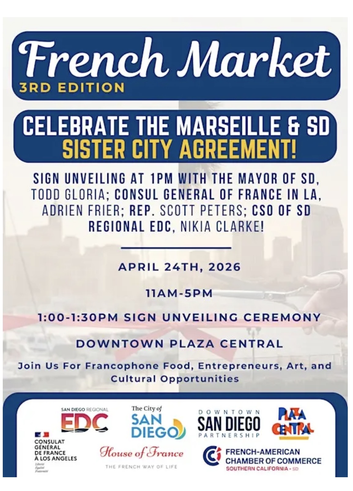 Featured Event: Sign Unveiling Ceremony and SD French Market: 3rd Edition