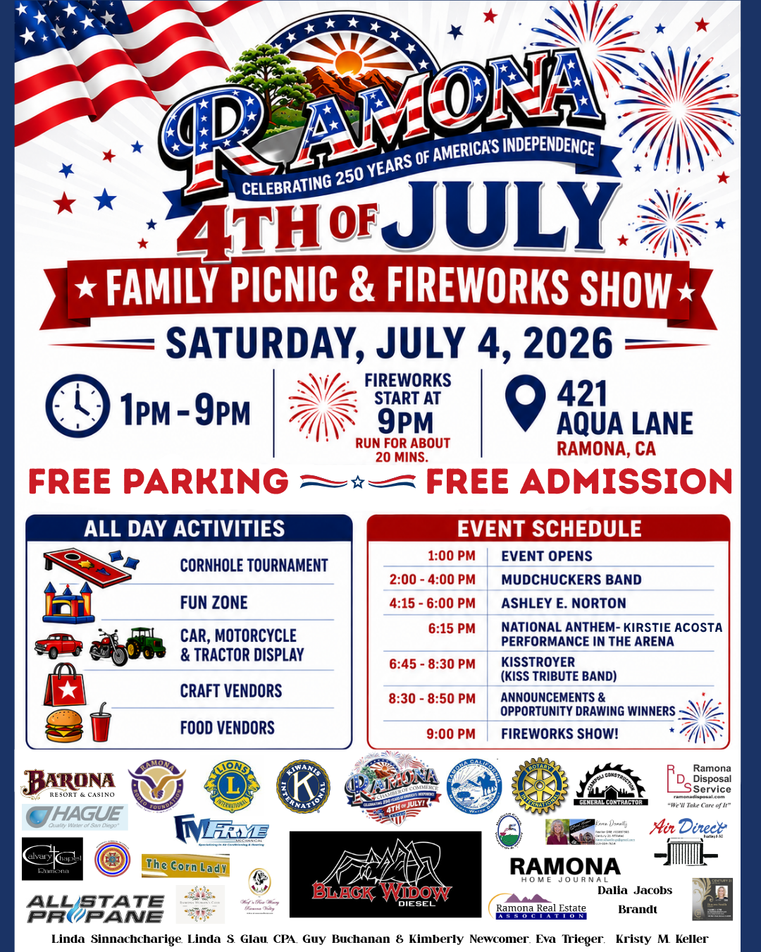 Ramona 4th of July Family Picnic and Fireworks Show event photo