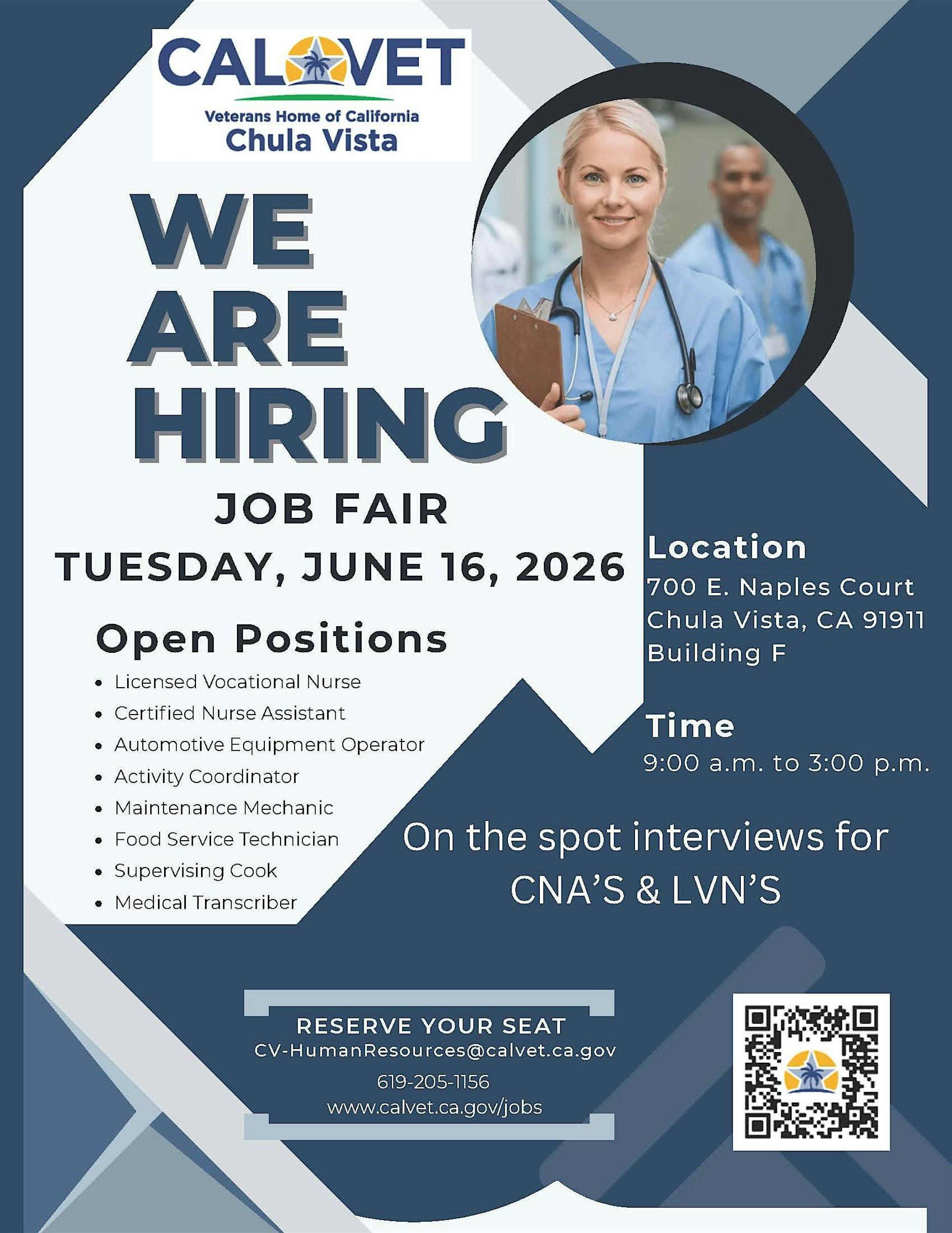 Summer Job Fair – Chula Vista Veterans Home