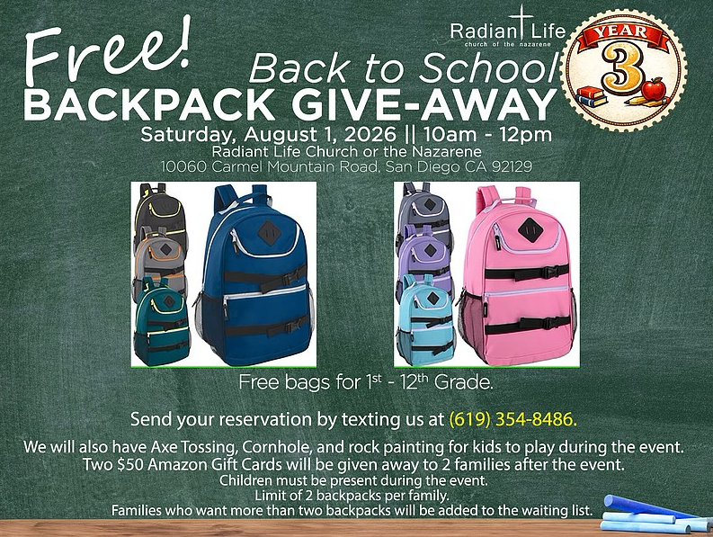 Backpack & School Supplies Giveaway