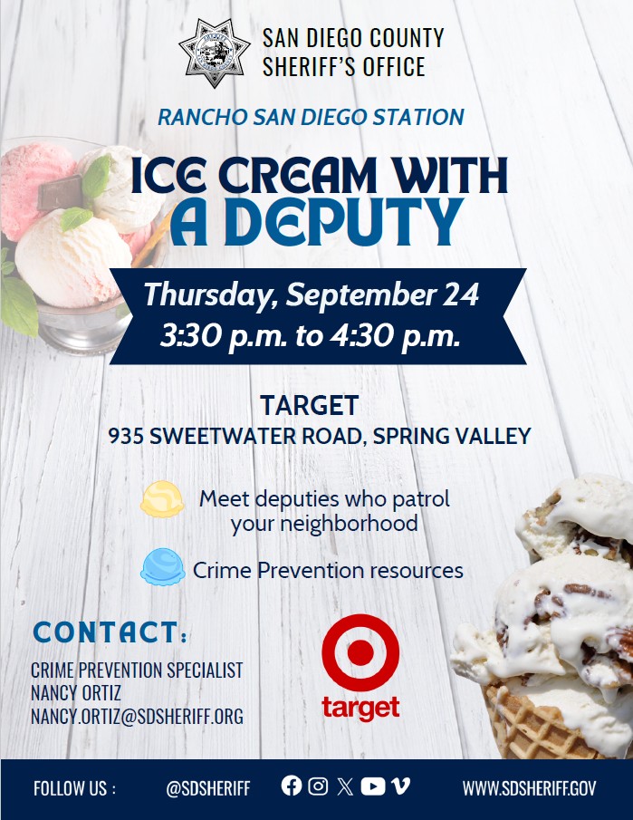 Ice Cream with a Deputy – Rancho San Diego Station
