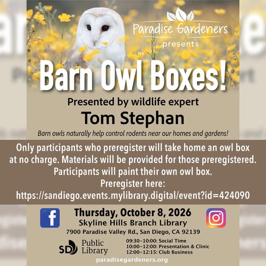 Paradise Gardeners Presents: Barn Owl Boxes event photo