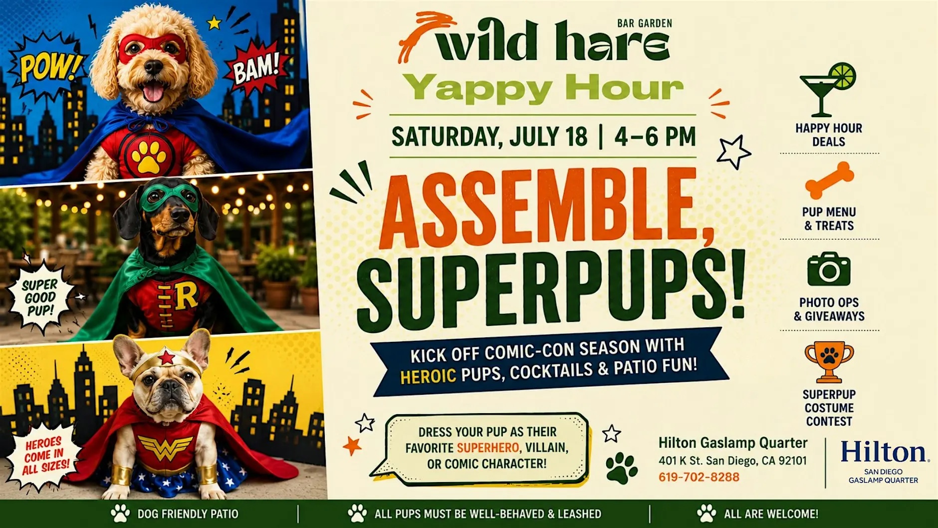 Assemble, Superpups! Yappy Hour: Wild Hare Bar Garden
